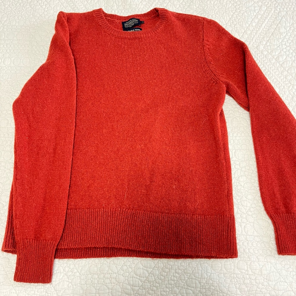 MEN's SHETLAND COLLECTION SWEATER Pendleton Burnt Orange 100% Wool